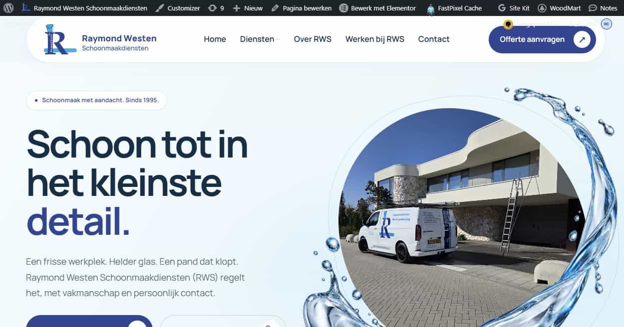 Schermafbeelding van de WordPress-website van raymond
